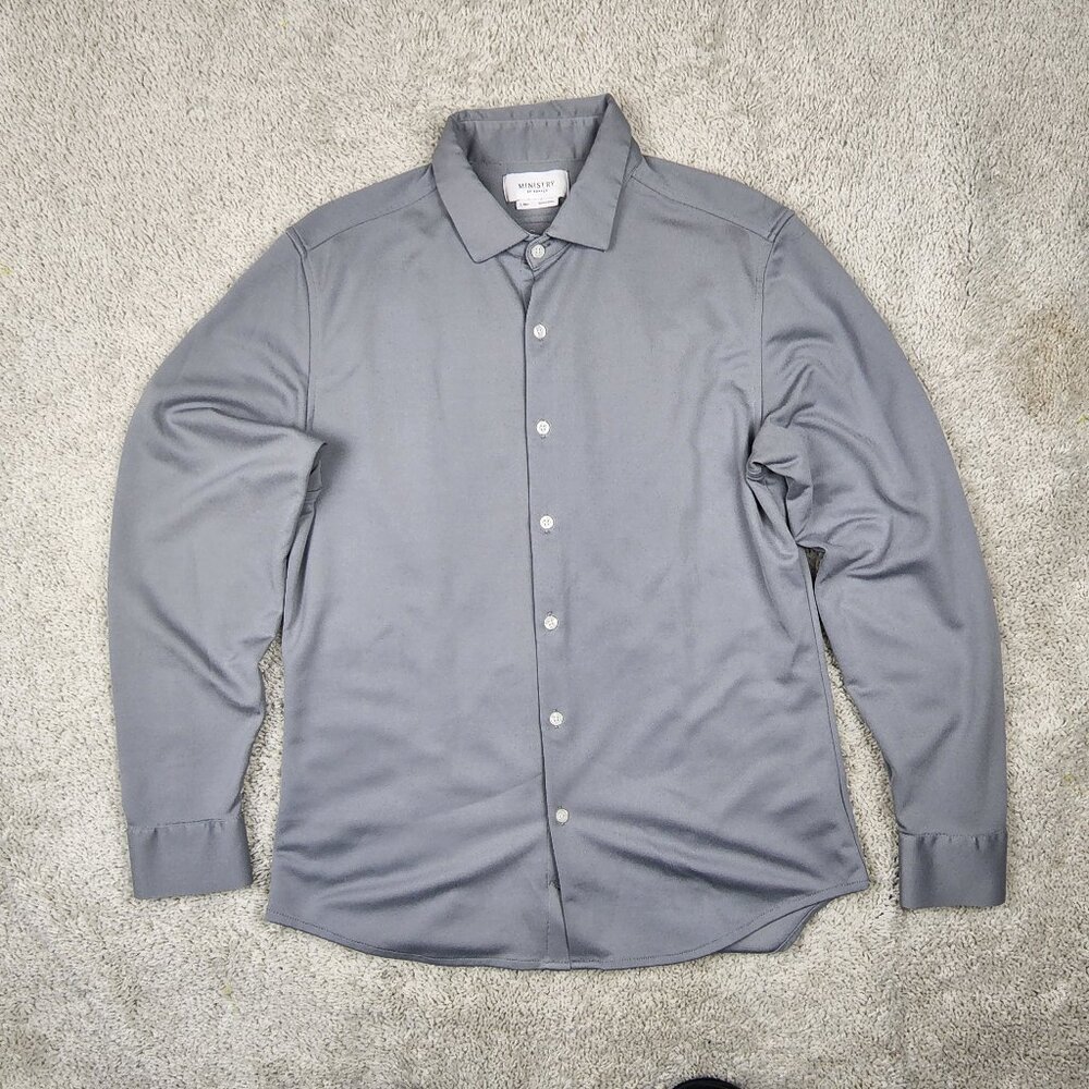 Ministry Of Supply Shirt Mens Size Large Slim Fit Work Office Chino Grey Date L